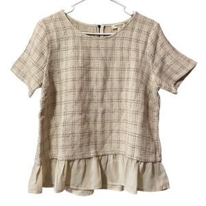 Roolee Shirt Women Large Short Sleeve Tiered Top Blouse Peasant Cottagecore‎ NWT